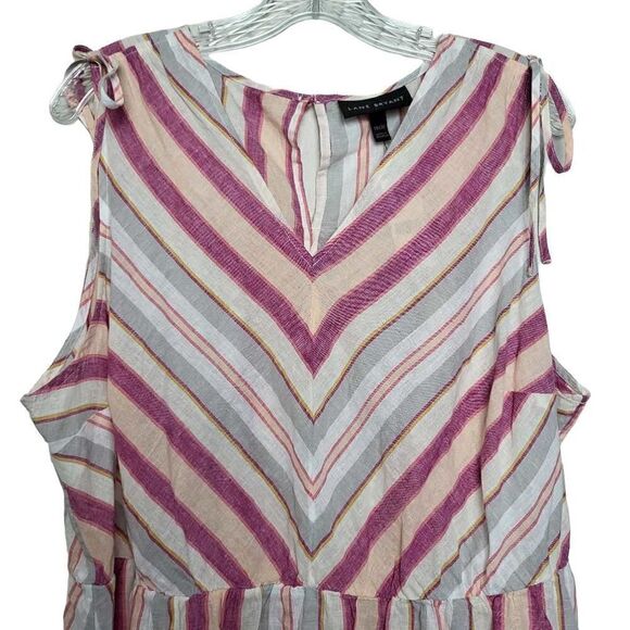 Lane Bryant Striped Tie-Shoulder Linen Blend Top Size 18/20 - Picture 4 of 10
